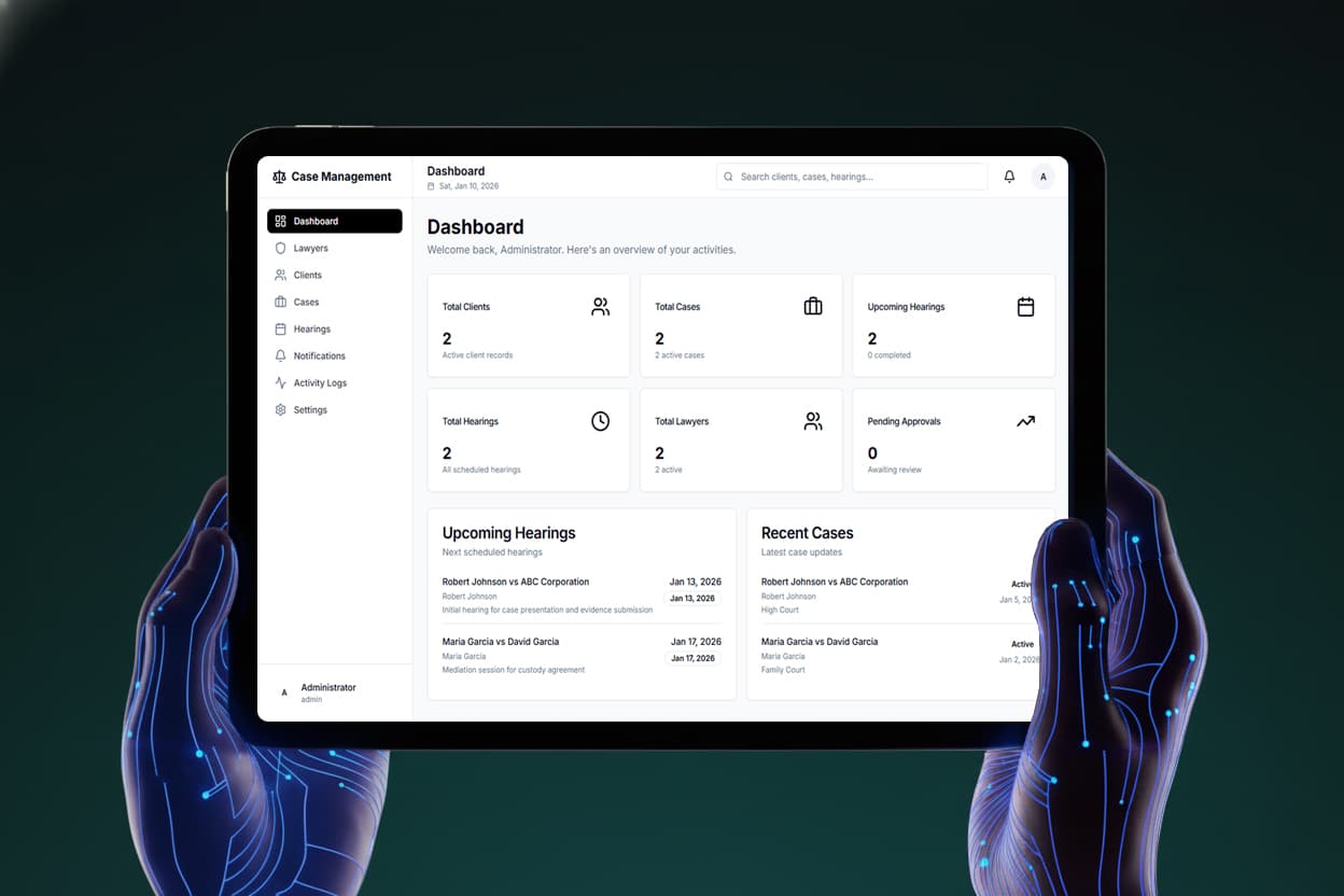 Lawyer Case Management Application - SaaS Dashboard - Frontend Development & Product Builder